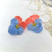 Blaue Stiefmütterchen Frühling Ohrringe, Polymer Ton Leichte Ohrringe, Geschenk für Mama, Blumen Geschenk für Frau Bild 7