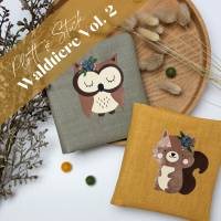 Plott & Stick "Waldtiere Vol. 2" Plotterdatei mit Stickvorlagen- und Anleitung - Eichhörnchen, Eule, Igel Bild 1