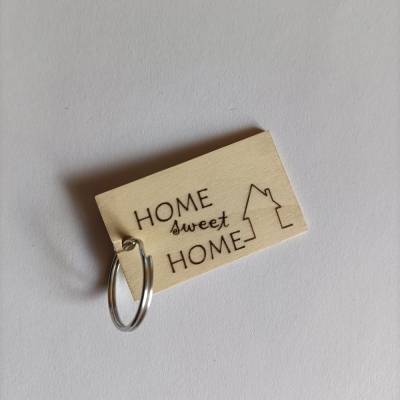 Schlüsselanhänger aus Holz *Home sweet Home* rechteckig