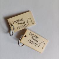 Schlüsselanhänger aus Holz *Home sweet Home* rechteckig Bild 2