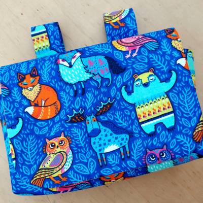 Fahrrad Lenkertasche mit Klappe und Klettverschluss - Waldtiere Azurblau