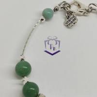 Tolles Naturstein Armband mit Aventurin und Jade Perlen in grün, Hämatit Perlen silberfarben und Herzchen-Verschluss Bild 7