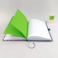 Notizbuch, Stiftschlaufe, blau grün weiß, DIN A5, 150 Blatt, Grubentuch Unikat Bild 6