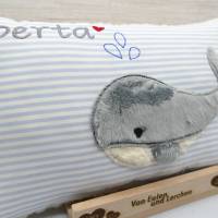 Wal Fisch Namenskissen Taufkissen Kuschelkissen Kindergartenkissen Geburtsgeschenk Bild 2