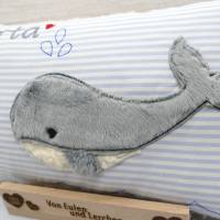 Wal Fisch Namenskissen Taufkissen Kuschelkissen Kindergartenkissen Geburtsgeschenk Bild 3