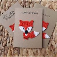 tierische Karte mit Fuchs, Grusskarte für Kinder, Glückwunschkarte Geburtstag handgemacht Bild 2