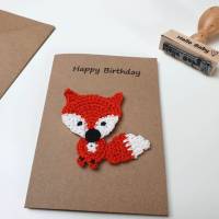 tierische Karte mit Fuchs, Grusskarte für Kinder, Glückwunschkarte Geburtstag handgemacht Bild 3