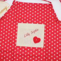 Kinderschürze rot Sterne beige Herz mit Namen personalisiert / Schürze für Kinder / Kochschürze / Backschürze Bild 4