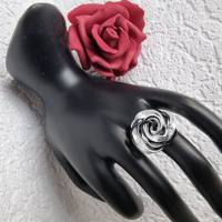 Ring Rose mit Flachdraht in silber-schwarz, Größe 17 Bild 1