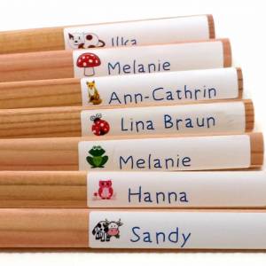 DIY 60 Stiftaufkleber Schulkind mit Name personalisiert verschiedene Motive Bild 1