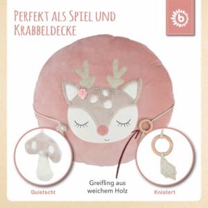 Krabbeldecke personalisiert Spieldecke Reh / Waldtiere Geburtsgeschenk / Babyparty Babygeschenk  / Taufe Bild 3