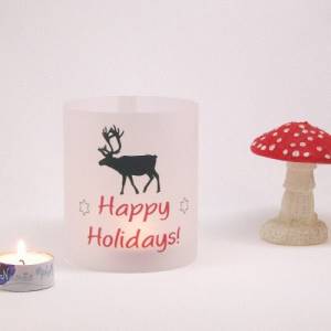 Windlicht aus Transparentpapier mit Elch Happy Holidays DIY Versand per Post möglich Bild 1