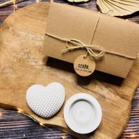 Geschenkset Herz und Teelichthalter aus Raysin in einer Geschenkverpackung Bild 2