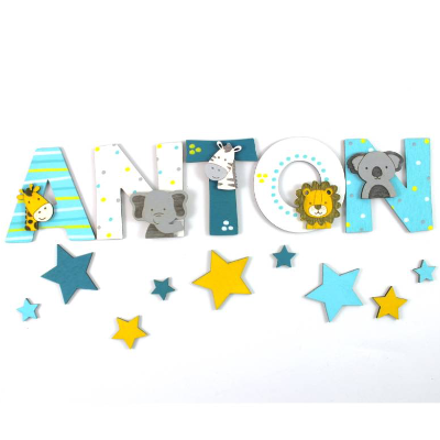 Holzbuchstaben Kinderzimmertür Tiere