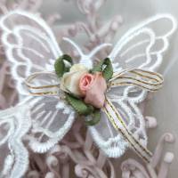 Haarclip Haarspange Haarschmuck Schmetterling bestickte Spitze mit Rose Bild 1