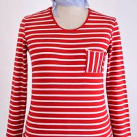 T-Shirt | Langarm Rot/Weiß gestreift | Bild 1