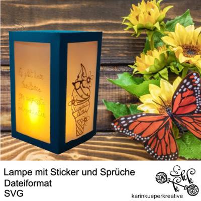 Plotterdatei Lampe mit Sticker und Srüche