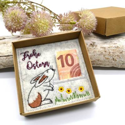 stickdatei Ostern Wunscherfüller mit Hase und Blumen