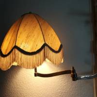 Vintage Lampenschirm beige mit Fransen Bild 1