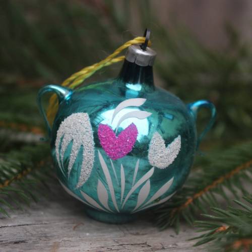 uralter Christbaumschmuck Henkeltop Formkugel Lauscha Germany  40er 50er Jahre