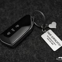 Fahr vorsichtig Schlüsselanhänger mit Gravur - Auto Glücksbringer - Schutzengel Schlüsselanhänger - Hochglanz Silber Bild 4