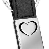 Schlüsselanhänger mit Gravur aus Leder - Fahr vorsichtig Ich Liebe Dich - Eleganter Auto Glücksbringer Anhänger mit Herz Bild 1