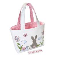 Stoffkörbchen Kinderkörbchen Kindertasche ...Frühlingswiese... cremeweiß...rosa... Osterkörbchen Bild 2