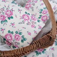 Bauernbettwäsche Kissenbezug, lila rosa grün kleine und größere Rosen, unbenutzt, antiker Bauernstoff Wäschestoff Shabby Bild 5