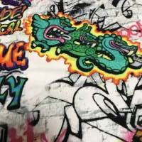 Jersey FROSCH mit jeder Menge Graffiti * FARBENFROH * dazu Motiv 80er und Schrift * 1,00 x 1,40 m Bild 7