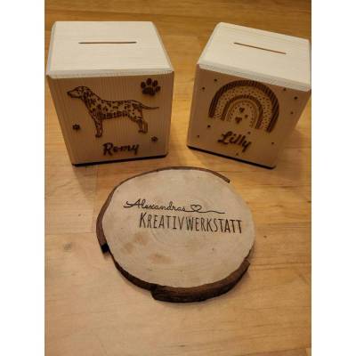 Spardose mit Namen, Personalisierte Spardose, Holz Spardose quadrat, Spardose, Taufe, Sparschein, Geburt, Geldgeschenk