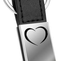 Schlüsselanhänger mit Gravur aus Leder - Fahr vorsichtig Ich Liebe Dich - Eleganter Auto Glücksbringer Anhänger mit Herz Bild 1