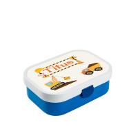 Brotdose Mepal mit Namen, Lunchbox & Trinkflasche für Jungen mit Obsteinsatz und Gabel, Motiv Baustelle Bild 1