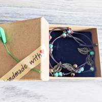 Handgemachte Wickelarmbänder mit Perlen aus Porzellan, Handmade Geschenk Mama, Freundin o. Schwester Bild 3