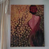Unikat abstrakte Gemälde Flamenco in Golden Dream Acryl auf Leinwand 80 x 100cm Bild 2