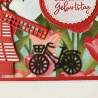Geburtstagskarte Glückwunschkarte Windmühle Holland Fans Handarbeit Tulpen Windmühle Bild 4