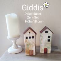 Deko-Holzhäuser handbemalt, 2er-Set Bild 1