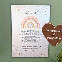 Kommunionsgeschenk für Mädchen personalisiert - Kommunion Poster Regenbogen - Bilderrahmen mit Namen -Kommunion Geschenk Bild 3