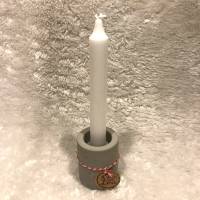 2in1 Kerzenhalter für Stabkerze UND Teelicht, puristisch aus Beton, grau, 7 cm Bild 3