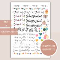 Kerzensticker, Kerzentattoo - Happy Birthday Geburtstagskind - PDF Datei zum Ausdrucken auch für Stickerpapier Bild 1