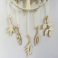 Traumfänger aus Holz, Baum im Boho-Style, gelaserter Traumfänger mit Blättern Bild 3