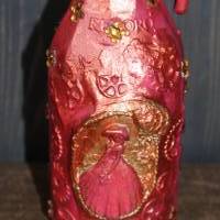 Dekoflasche VIKTORIANISCHE DAME Steampunk Upcycling bemalte Glasflasche Geschenk Viktorianisch Recycling Vintage Bild 4