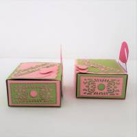 Wichtel Geldgeschenk Geburtstag  2 Schachteln mit Schublade Rosa - Hellgrün Bild 3