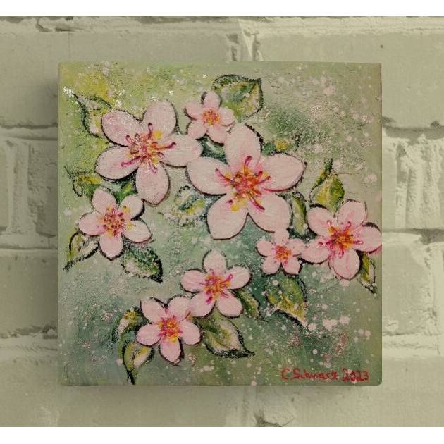 ROSA BLÜTEN - kleines Blütenbild auf Leinwand je 20cmx20cm mit