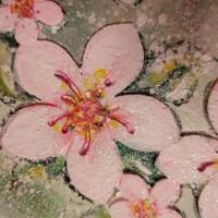 ROSA BLÜTEN - kleines Blütenbild auf Leinwand je 20cmx20cm mit Glitter und Strukturpaste Bild 7