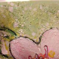 ROSA BLÜTEN - kleines Blütenbild auf Leinwand je 20cmx20cm mit Glitter und Strukturpaste Bild 9