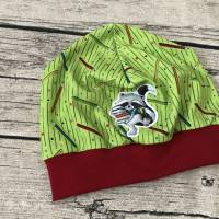 coole Mütze gr.53-55 grün-rot mit Buntstiften und Schul-Charly zur Einschulung/Vorschule Bild 2