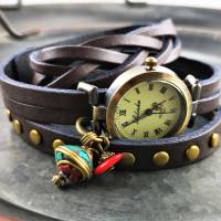 Armbanduhr,Wickeluhr mit Druckknopfverschluss,Koralle und Türkis Bild 2