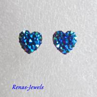 Herz Ohrstecker blau irisierend silberfarben Herzohrstecker Ohrringe Herzohrringe Bild 4