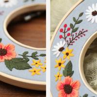 Stickerei-Set Anfänger Blumenkranz mit Doppelrahmen, Stilvolle Wanddeko, DIY Geschenke für Freundin, Mama o. Schwester Bild 3