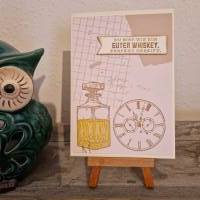 Geburtstagskarte - Whiskeyflasche - Vintage Uhr Bild 1